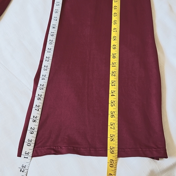 CBR Burgundy Halter Cut Out Jumpsuit Wide Straight Leg With Pockets Size Small - Picture 9 of 14